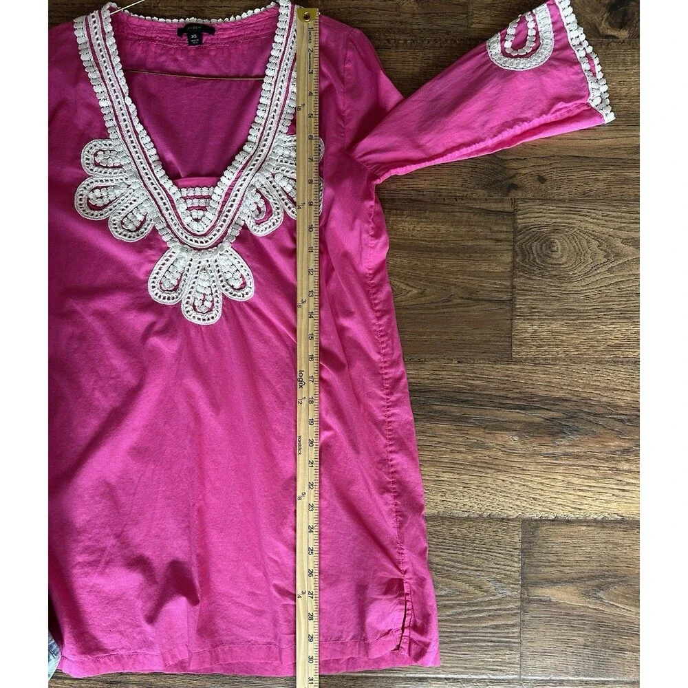 Pink Crochet Tunic Top Boho Beach Cover Up Cotton Lightweight Summer XS